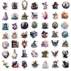 50pcs Realistic Witch Graffiti Stickers DIY Waterproof Decoration