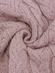 Cable Sleeve Hooded Sweater Loose Fit Pullover