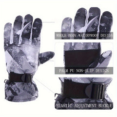 Winter Windproof Outdoor Gloves Non-Slip Waterproof Thicken Gloves With Velvet