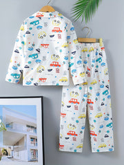 Boys 2pcs Pajamas Graffiti Car Cloud Print PJ Set