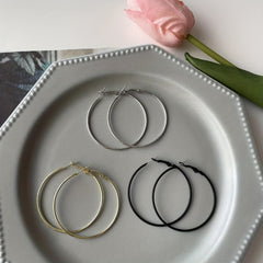 Golden Silvery Circle Earrings Minimalist Jewelry for Girls