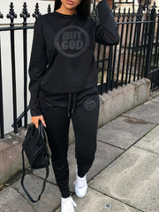 Rhinestone Graphic Top & Joggers Set