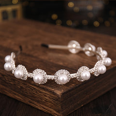 Crystal Faux Pearl Headband Earring Set Bridal Hair Accessories
