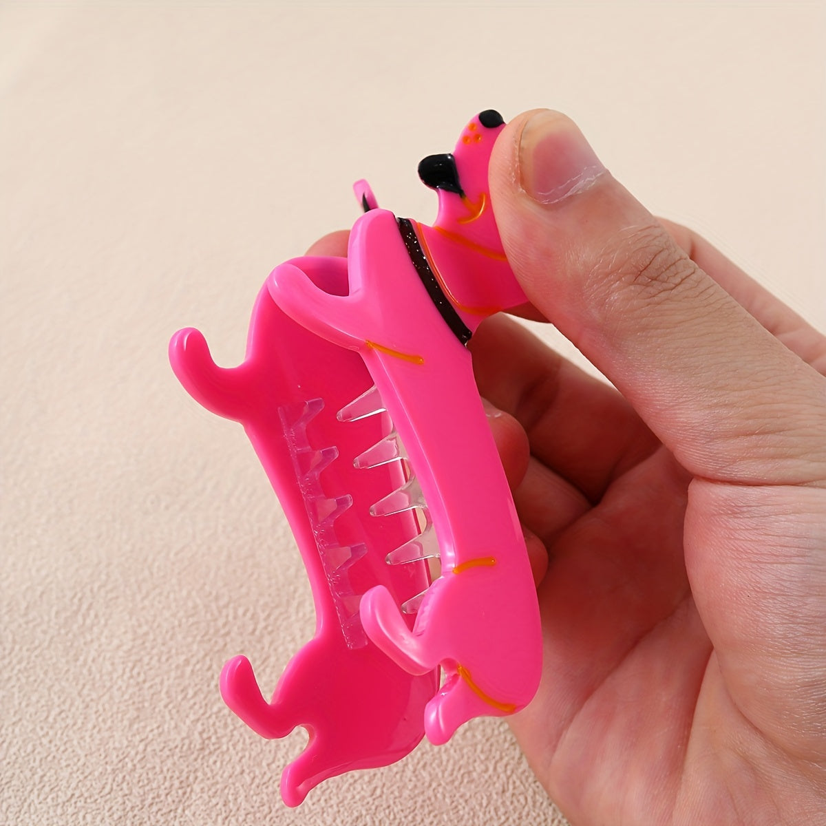 Acrylic Pink Dog Hair Claw Large Hair Clip