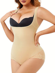 Tummy Control Shapewear Waist Training Panties Lace Decor Body Shaper