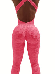 Backless Yoga Bodysuit Criss Cross Sports Jumpsuit Women's Activewear