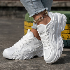 Solid Breathable Heighten Chunky Sneakers Casual Wear Resistance Running Shoes