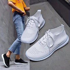 Women's Knitted Sports Shoes Breathable Low Top Sneakers