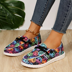 Women's Pumpkin Pattern Flat Loafers Halloween Comfy Slip On Shoes