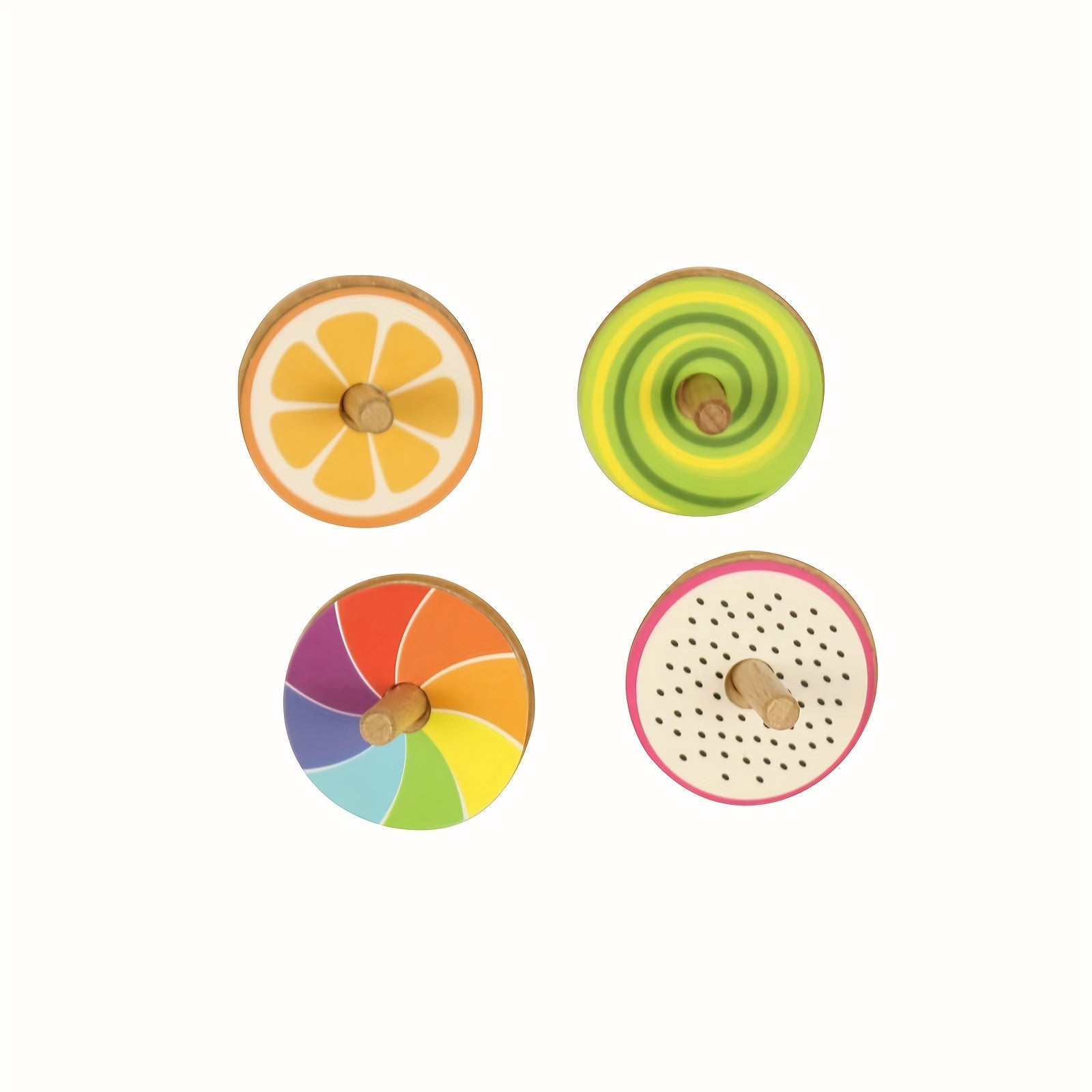 4pcs Wooden Spinning Top Gyroscope Fruit Spin Top Educational Toy