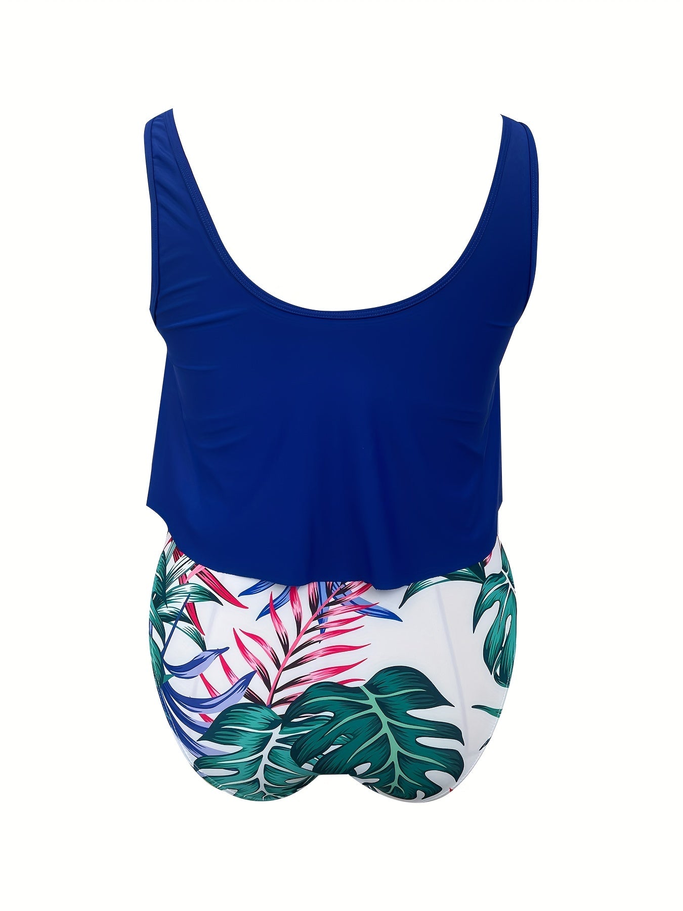Vacay Tankini Set Women's High Stretch Tank Top & Tropical Print