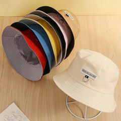 Reversible Bucket Hat Iron Ring Label Decor Unisex Basin Hat