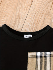 2pcs Toddler Baby Boy Plaid T shirt Shorts Set