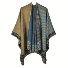 Houndstooth Jacquard Shawl Cashmere Poncho Cape