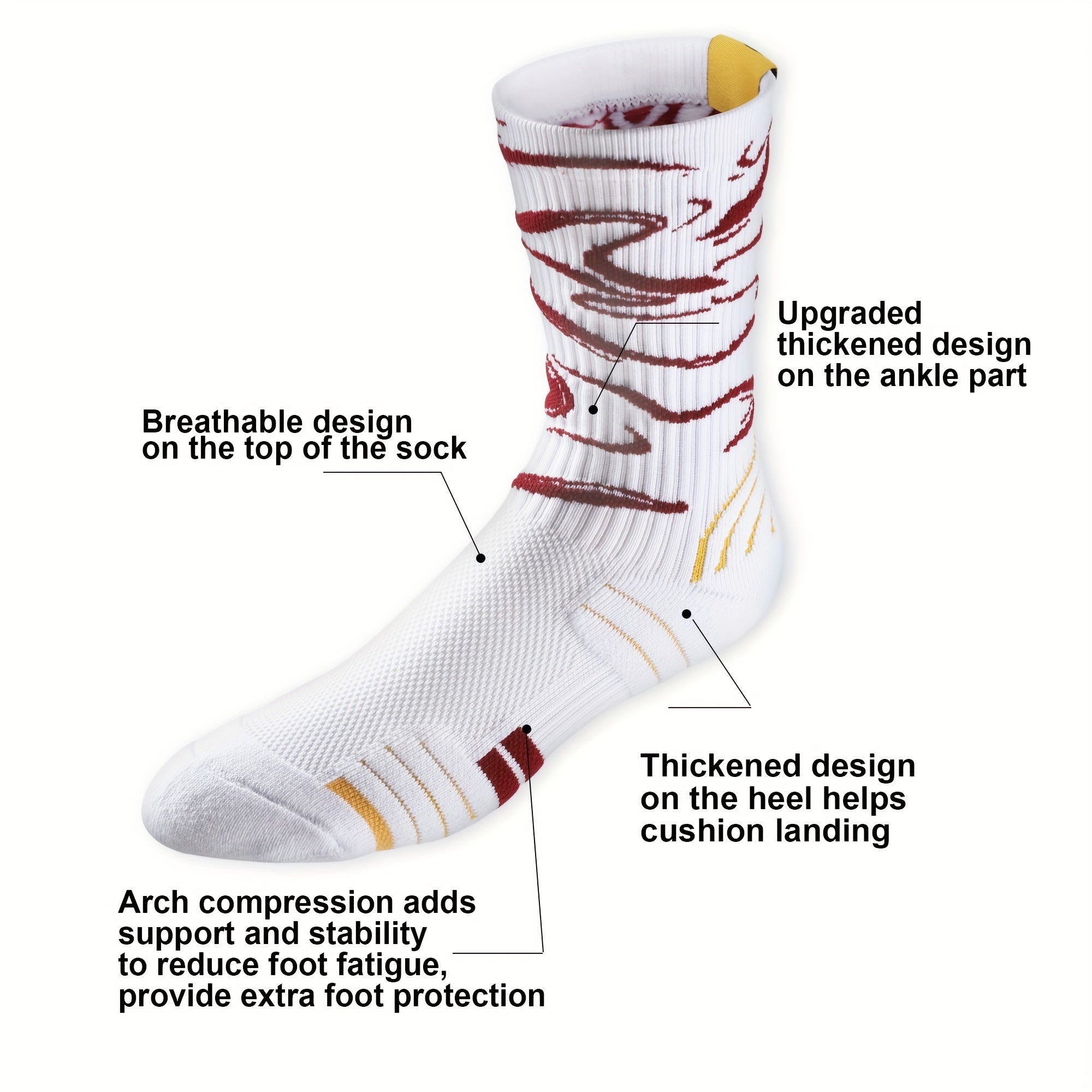 Breathable Mid-calf Sport Socks for Outdoor Running