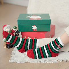 6 Pairs Christmas Fuzzy Socks Cozy Mid Tube Women's Stockings