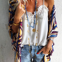 Leaf Print V Neck Cover Up Shirt Loose Fit Long Sleeves Non Stretch