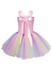Unicorn Flowers Tutu Puffy Dress & Sequin Headband Set for Kids