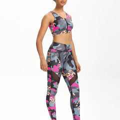 Camo High Waist Yoga Leggings Mesh Sports Fitness Leggings