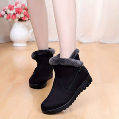 Fur Lined Snow Boots Suede Mid Calf Boots