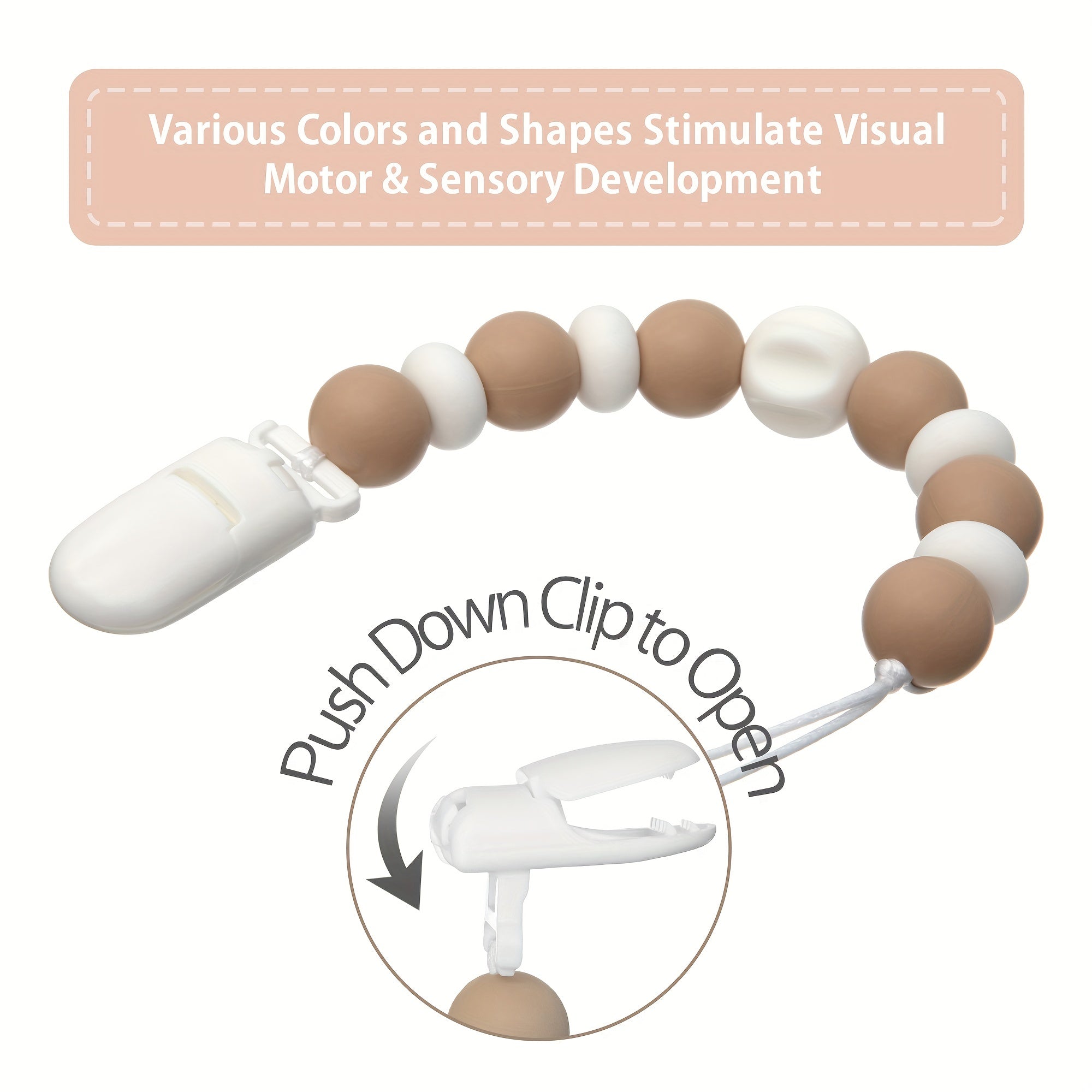 Baby Pacifier Clips Set Silicone Beads Nipple Holder Teething Toys