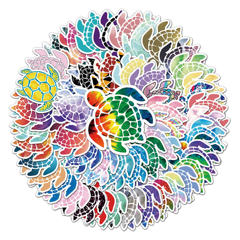50pcs Colorful Sea Turtle Stickers Vinyl Decals for Water Bottles & More