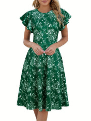 Ruffle Short Sleeve Cocktail Dress for Women