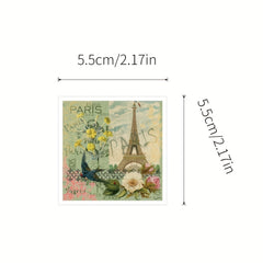 60pcs Paris City Travel Stickers Gouache Style Waterproof Adventure Stickers