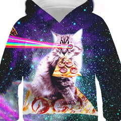 Girl's Pizza Cat 3D Print Hoodie Kids Spring Fall Coat
