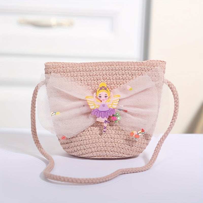 Handwoven Children's Fairy Bow Decor Crossbody Bag
