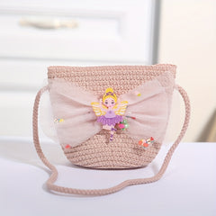 Handwoven Children's Fairy Bow Decor Crossbody Bag