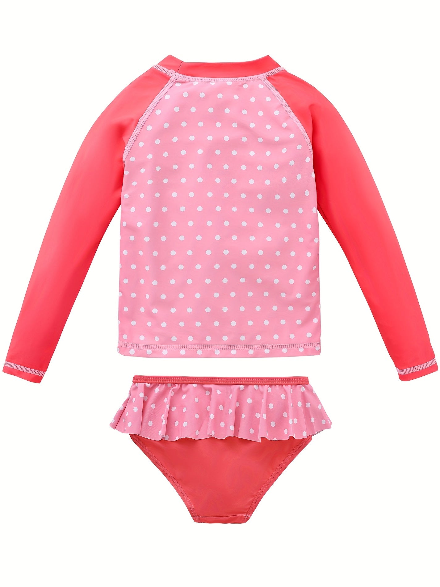 2pcs Girls Crab Print Long Sleeve Swimsuit for Beach and Pool Fun