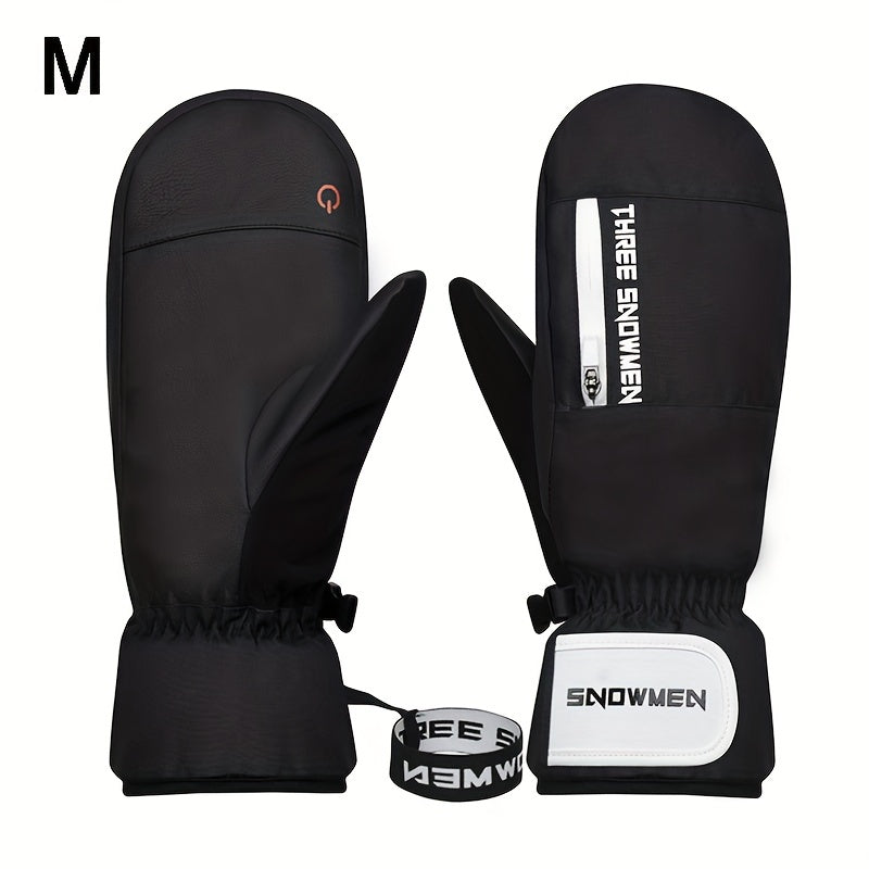 Men's Waterproof Winter Skiing Gloves Touch Screen Thick Warm Zipper Gloves