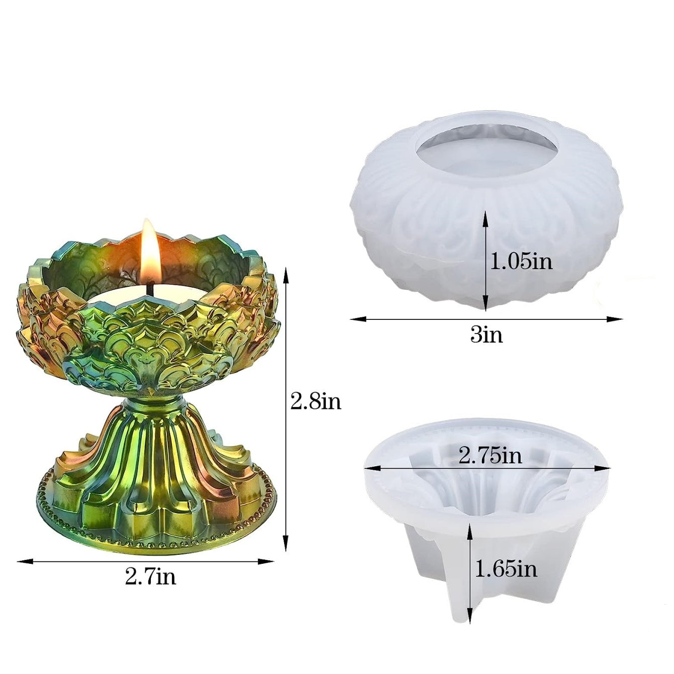 Tealight Candle Holder Resin Molds Set for Epoxy Casting DIY Wedding