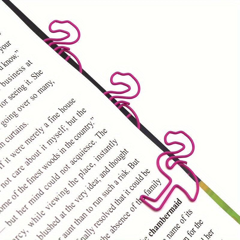 10pcs Flamingo Paper Clip Bookmark Office Data Paper Clip Gift