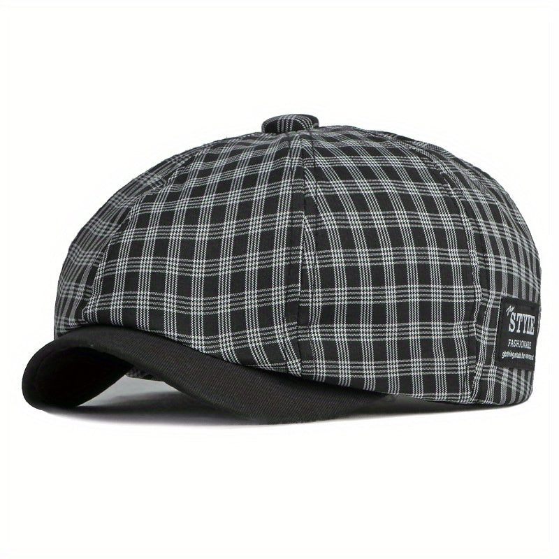 Khaki Retro Sunshade Plaid Painter Hat Men Women