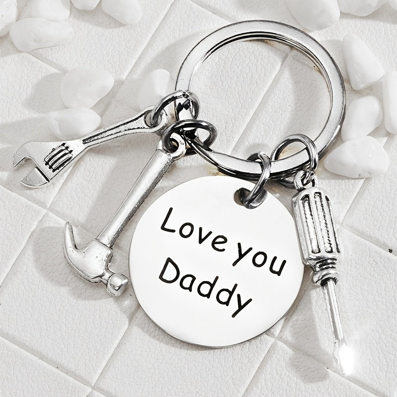 Stainless Steel Dad's Tool Keychain Screwdriver Hammer Wrench Gift