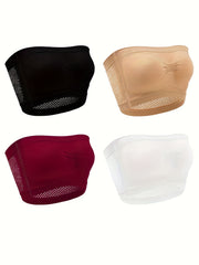 4 Pack Plus Size Classic Bra Set Women's Plus Non Padded Anti slip Wireless