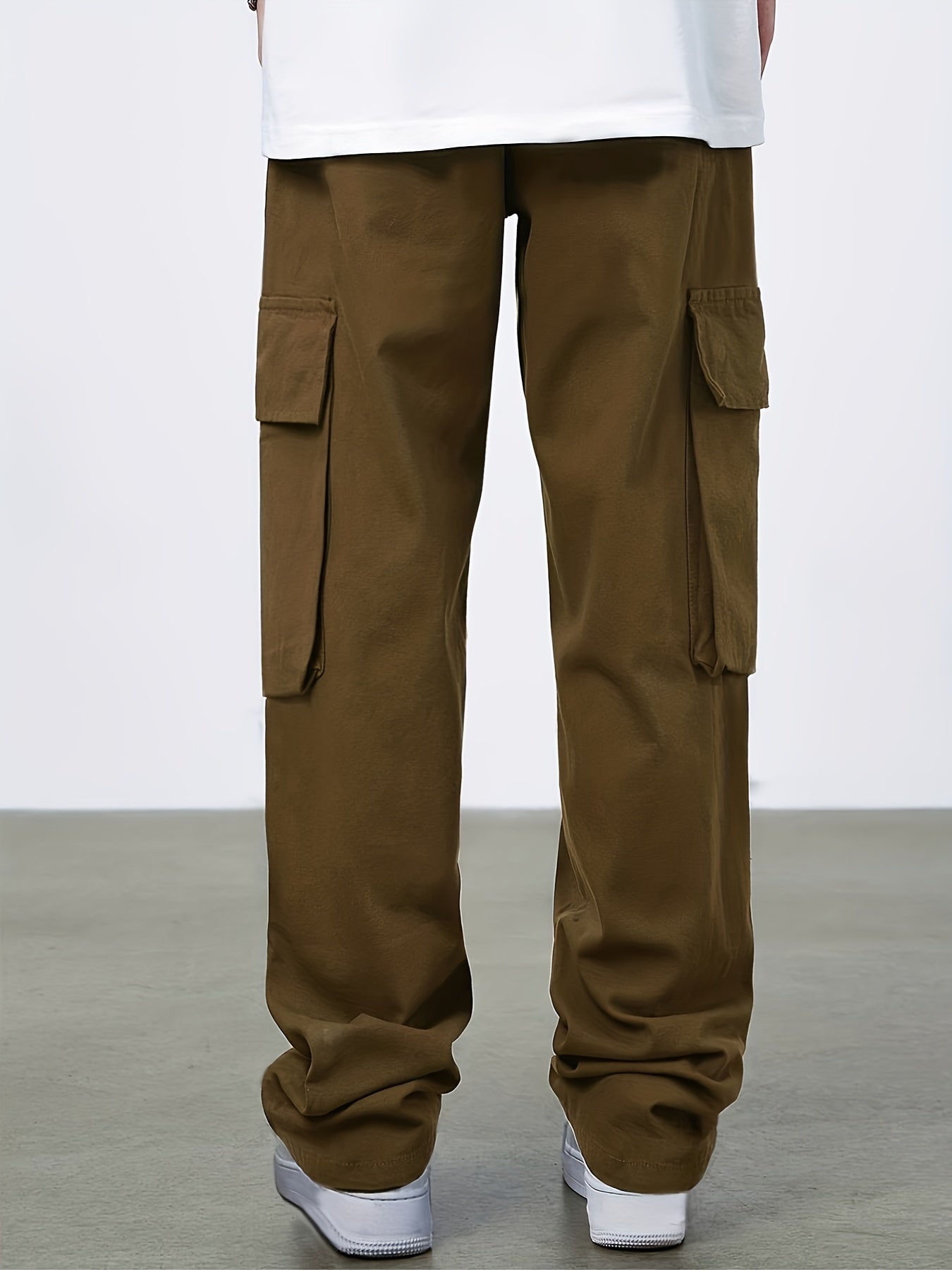 Men's Cargo Pants with Solid Flap Pockets - Loose Casual Baggy Work Pants