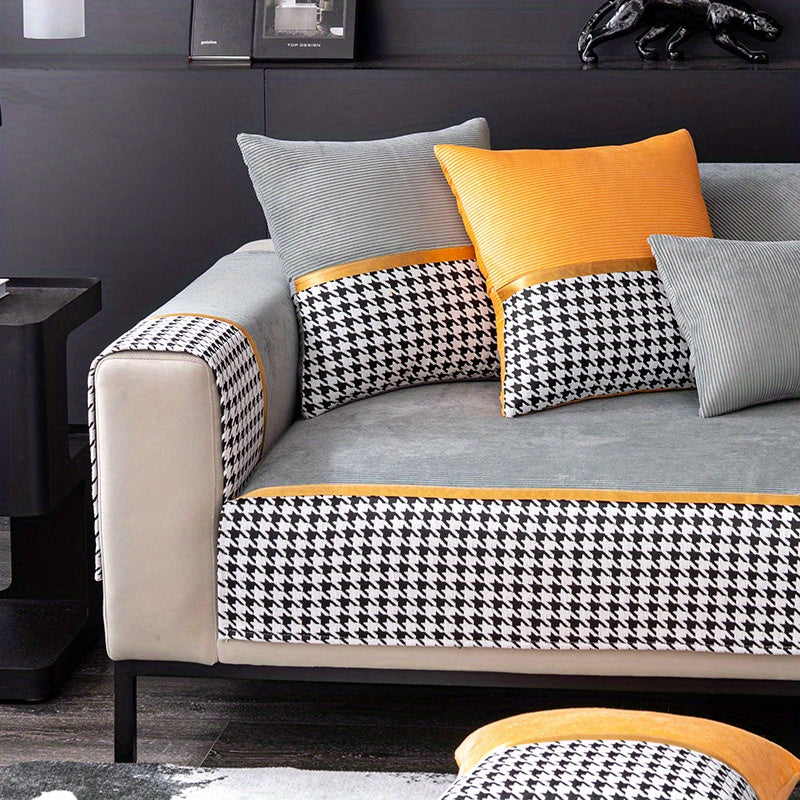 Short Plush Sofa Slipcover Modern Non slip Sofa Cover
