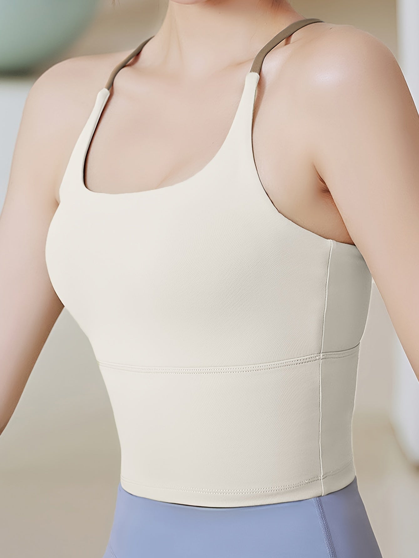 Spaghetti Strap Sports Tank Top with Chest Pad