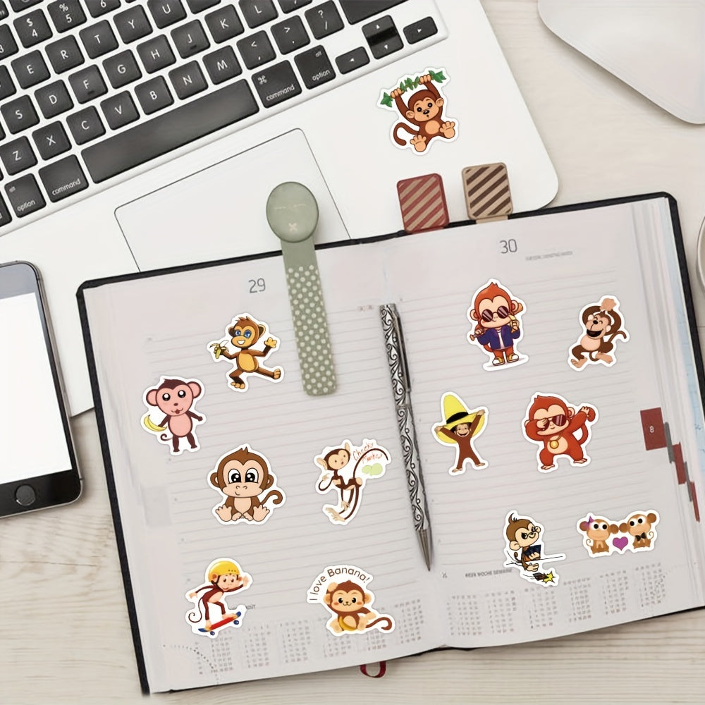 60pcs Monkey Stickers Waterproof Vinyl Stickers For Laptop Scrapbook