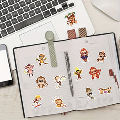 60pcs Monkey Stickers Waterproof Vinyl Stickers For Laptop Scrapbook