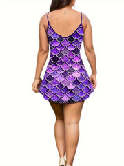 Fish Scales Print Cami Top & Flared Leg Pants Set