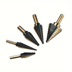 5pcs Titanium Step Drill Bit Set for Woodworking Metal