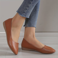 Women's Flat Slip On Faux Leather Shoes Lightweight & Comfortable Shoes