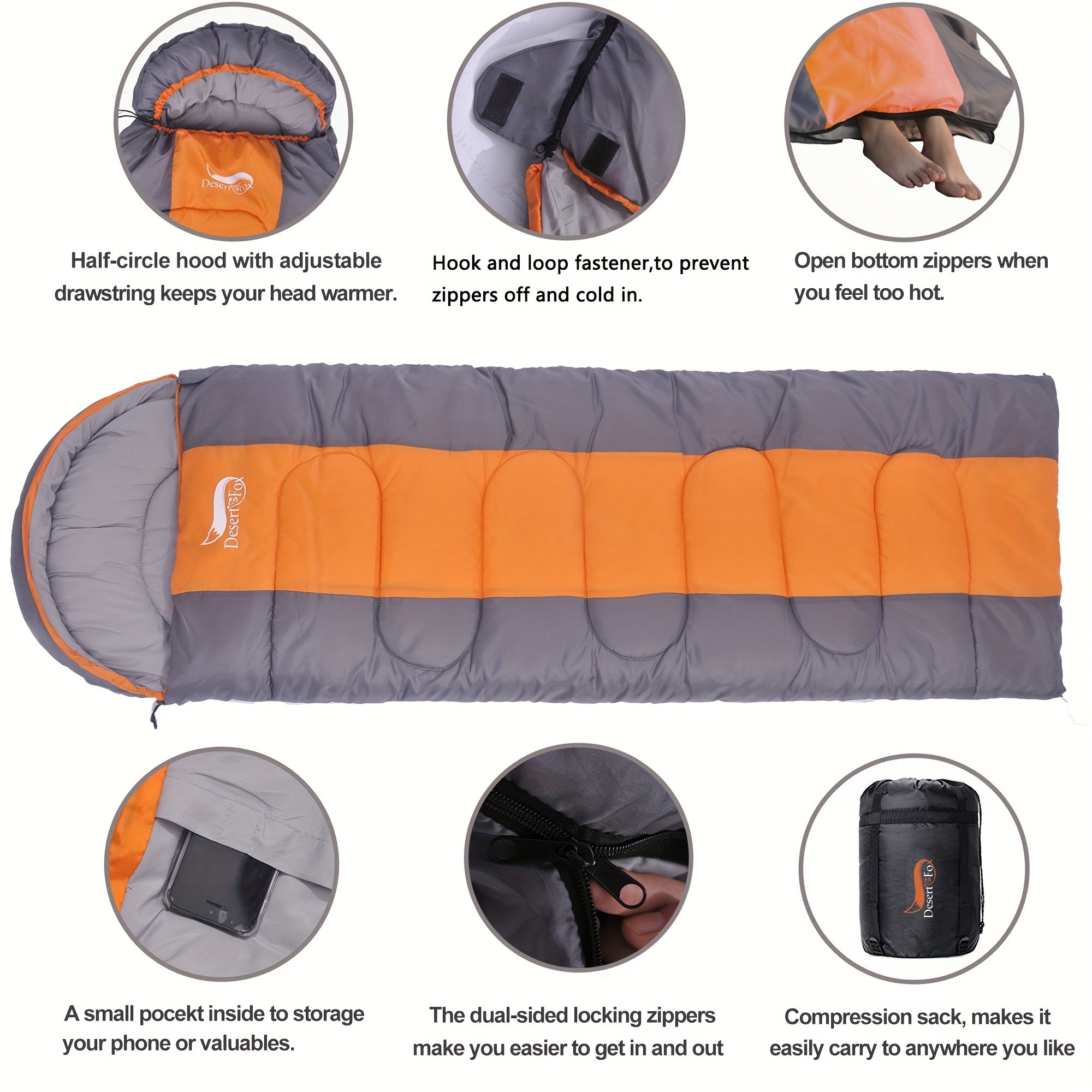 Lightweight Envelope Sleeping Bag for Camping Hiking Travel Warm Cold Use 1kg