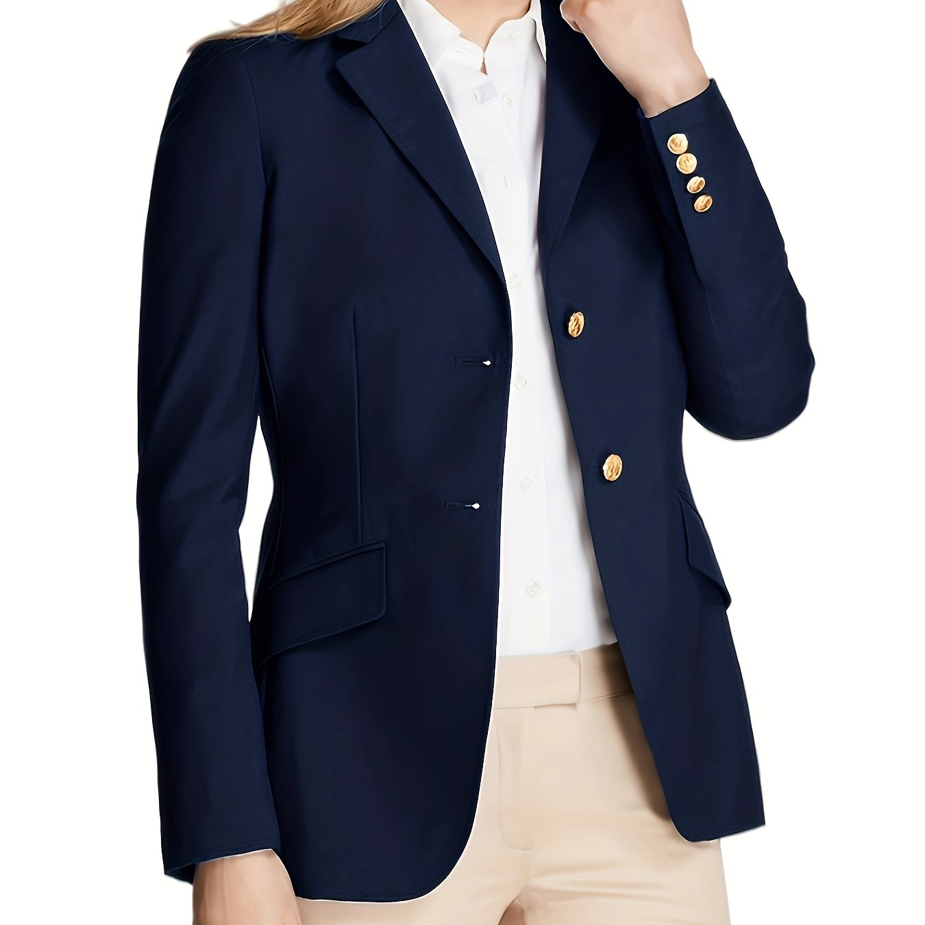 Solid Long Sleeve Work Office Blazer Women's Clothing