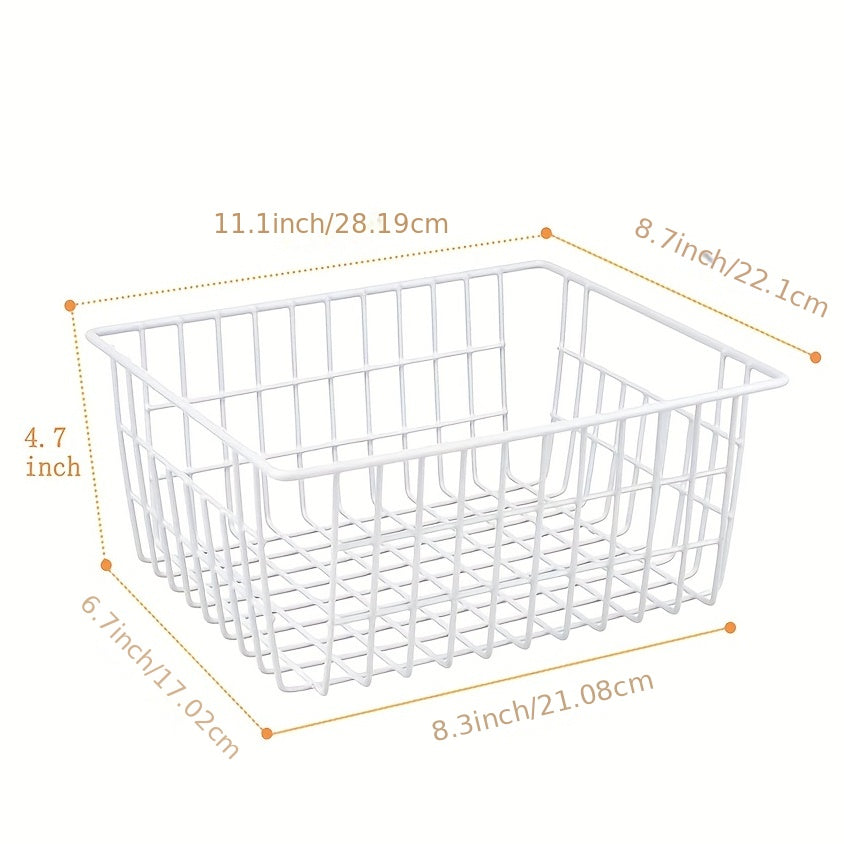 2pcs Metal Wire Baskets for Pantry Organization with Handle