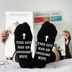 Men's Creative Letter Graphic Cotton Blend Mid Crew Socks